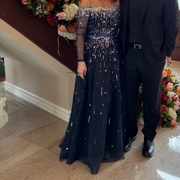 Pamella Roland Midnight Blue Sequin Gown - Picture 11 of 11